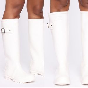 White rain boots